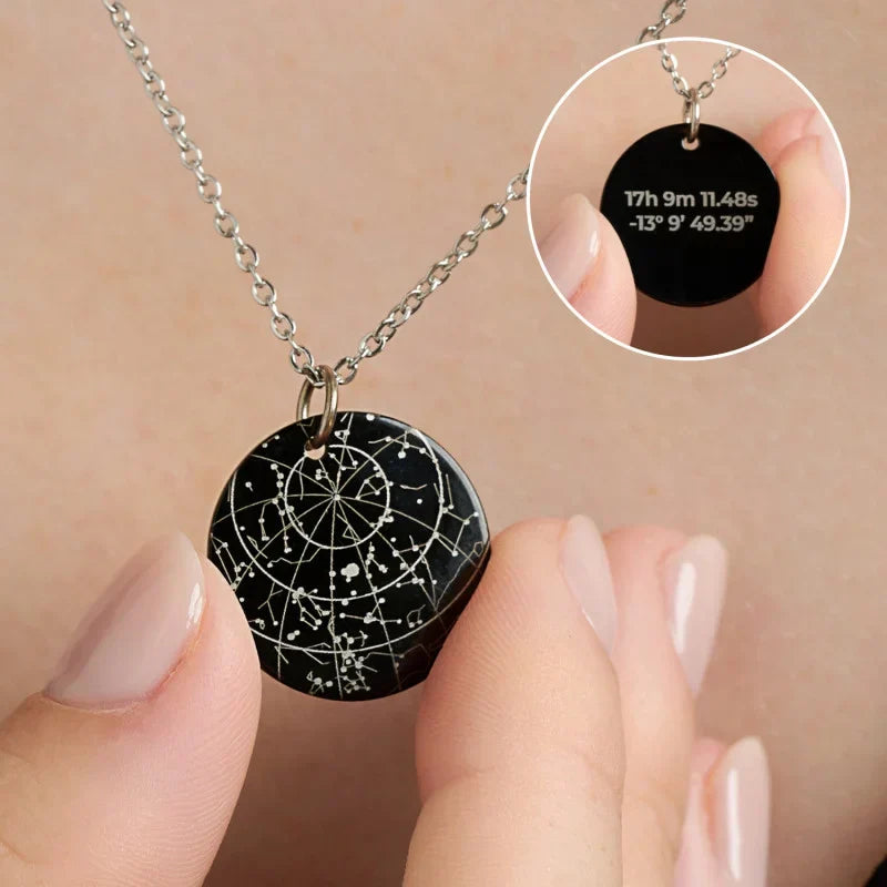 Collier personnalisé « Nuit Noire » de Votre Étoile dans le Ciel